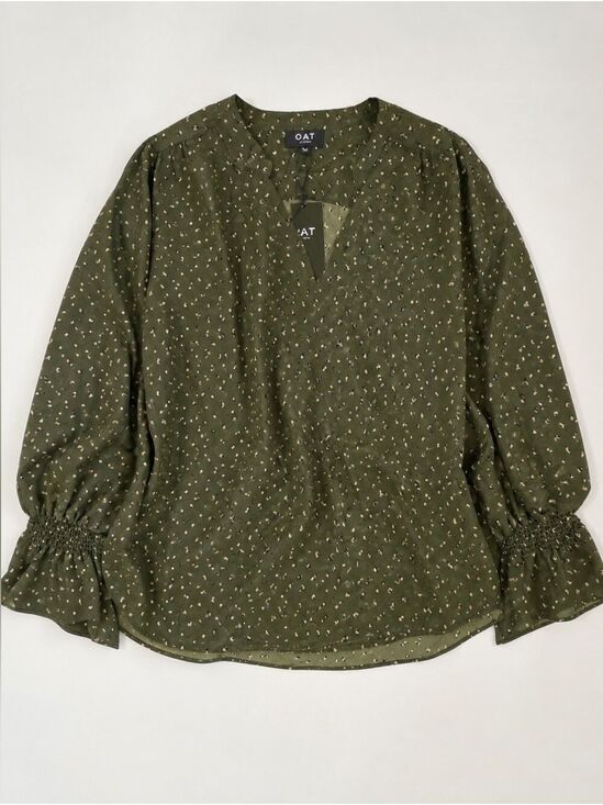 Oat New York Tops - OAT New York Olive Green Faux Wrap Blouse M NWT